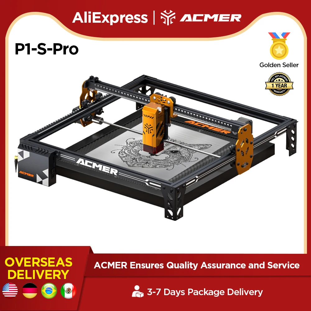 ACMER P1 S PRO 72W Laser Engraver Control CNC Blue Laser Cutting Machine For Wood Acrylic Leather Woodworking Tools