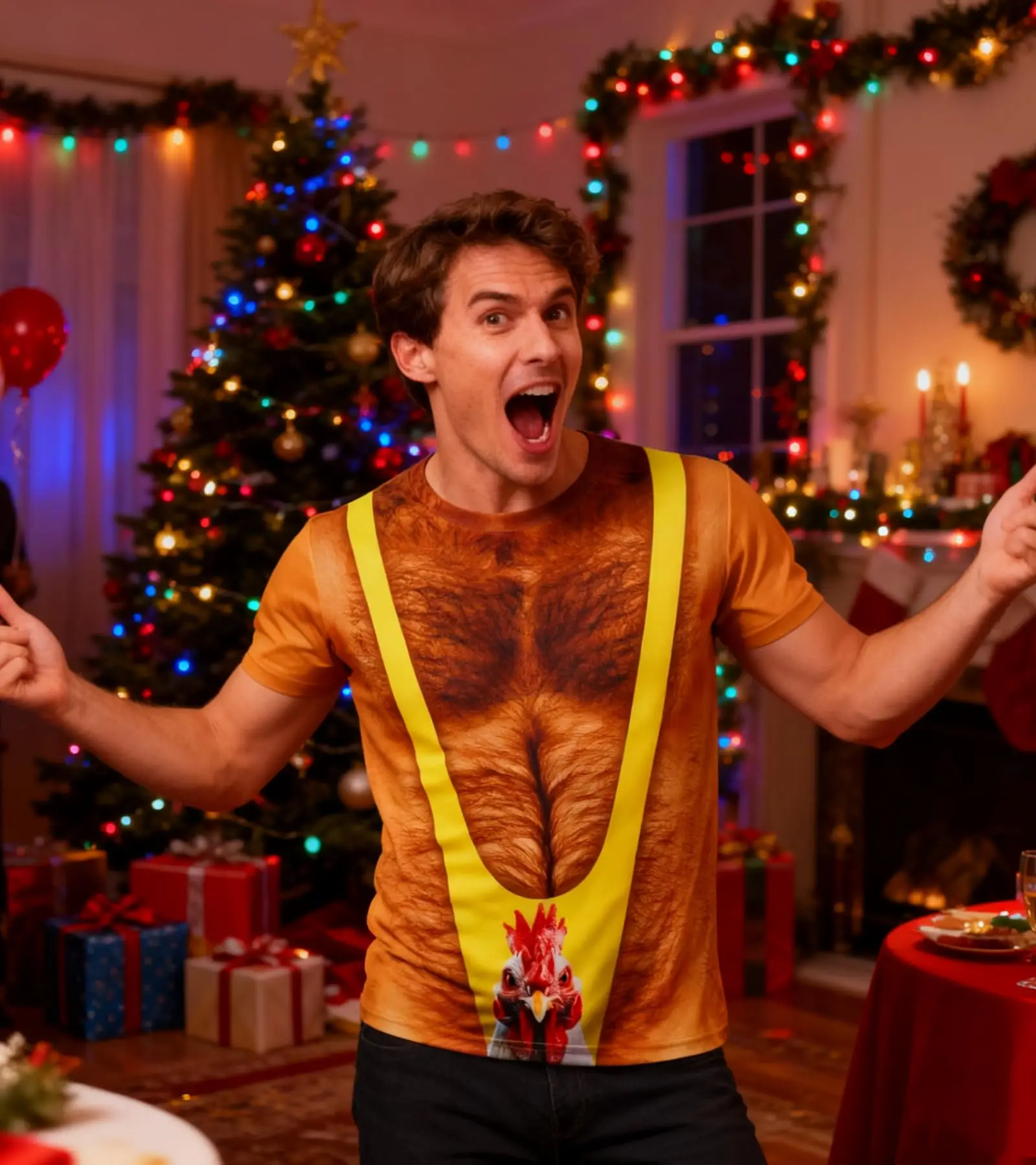 Perfect for Christmas, Halloween, and Costume Parties—quirky, Fun T-shirts Featuring Faux Muscles and Creative Tops for Cosplay.