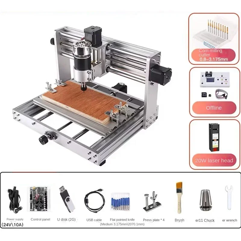 Hot Sales 3018 Max Metal Router CNC Control 150w Spindle 3 Axis Wood Router DIY Laser Engraver Milling Machine Cutting Engraving