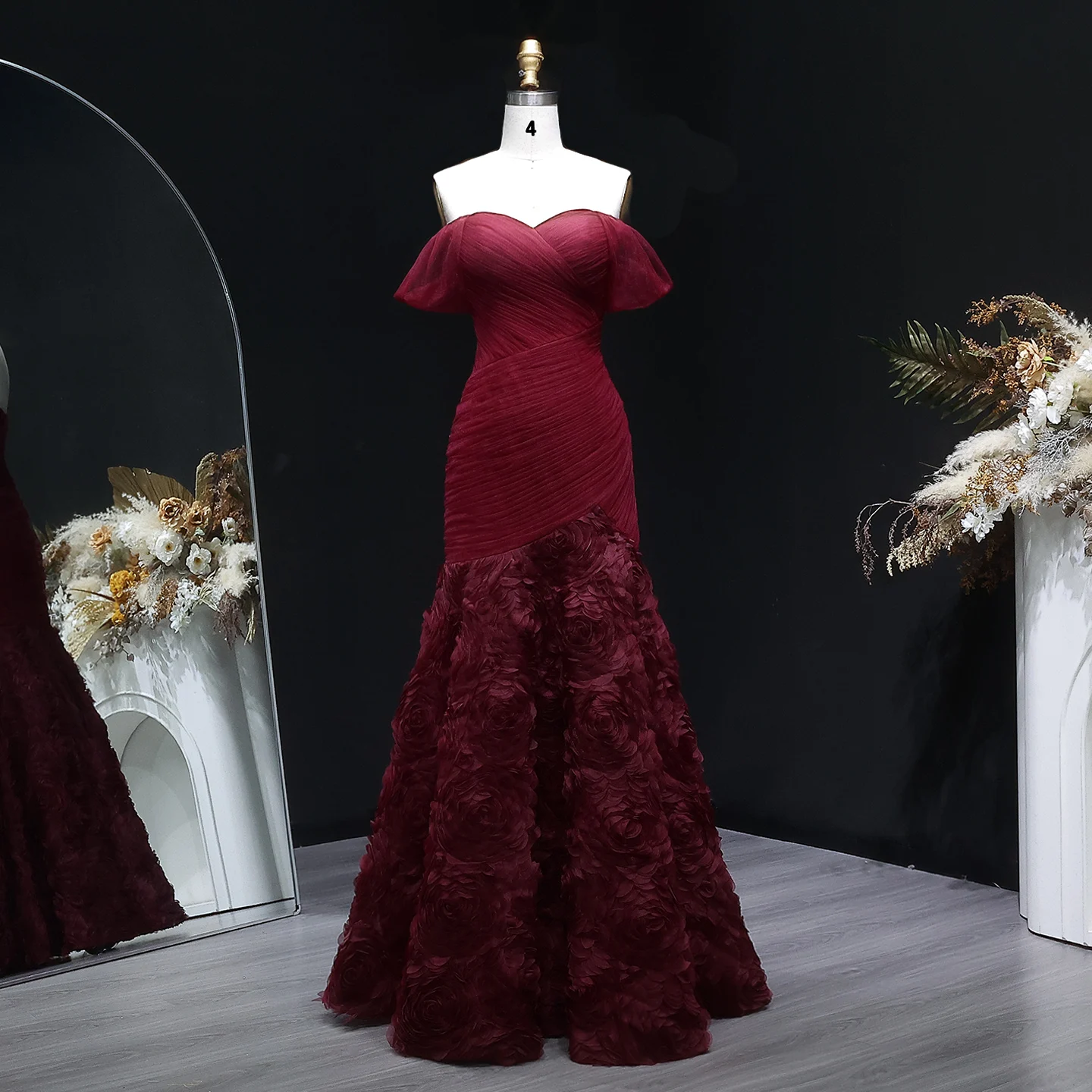 Sharon Said Elegant Burgundy Sweetheart Tulle Evening Dress 2026 Luxury with Pleat Women's Formal Evening Gowns SF169 Customized