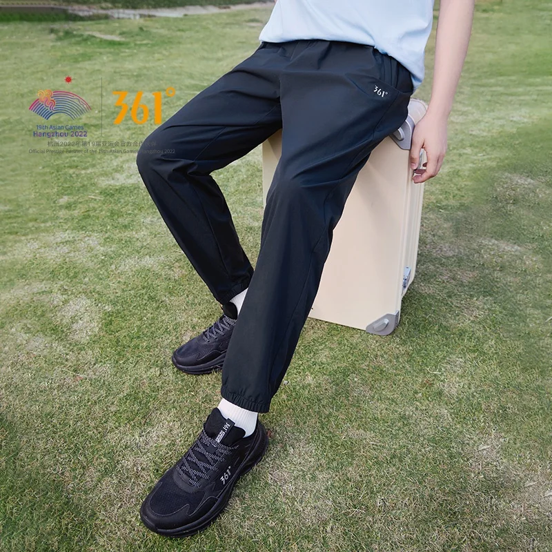 361 Degrees Men's Sports Nine-Point Pants Cool Feeling Sunscreen Breathable Basic Casual Male Black 652314707