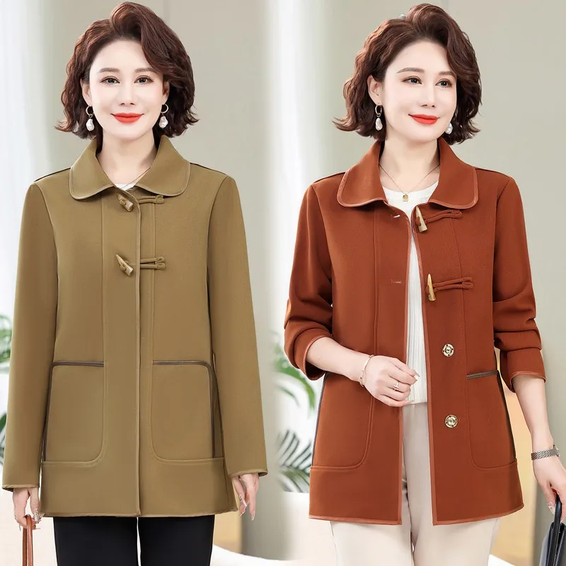 

New Spring Autumn Overcoat Single Breasted Mid-Long Trench Coat for Women Cowhide buckle Windbreaker