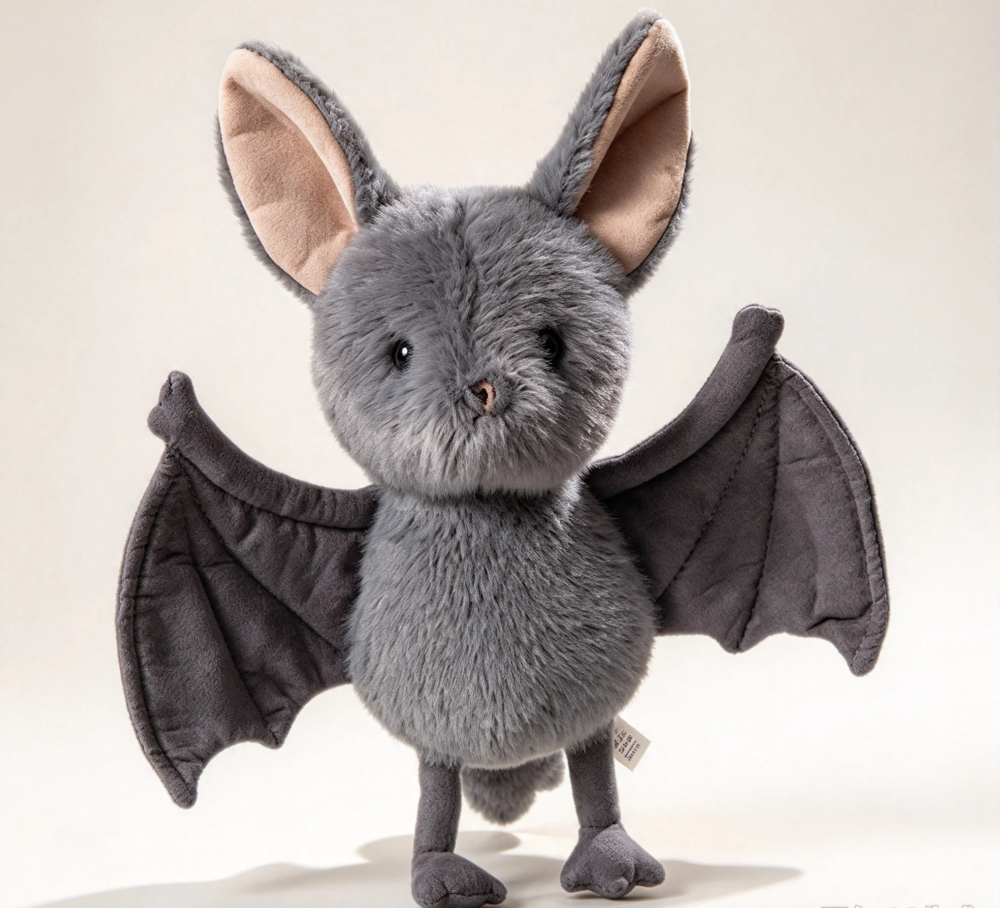 Cute Gray Bat Plush Toy Soft Stuffed Animal Doll Fluffy Flying Fox Plushie Kawaii Room Decor Birthday Gift for Kids Boys Girls