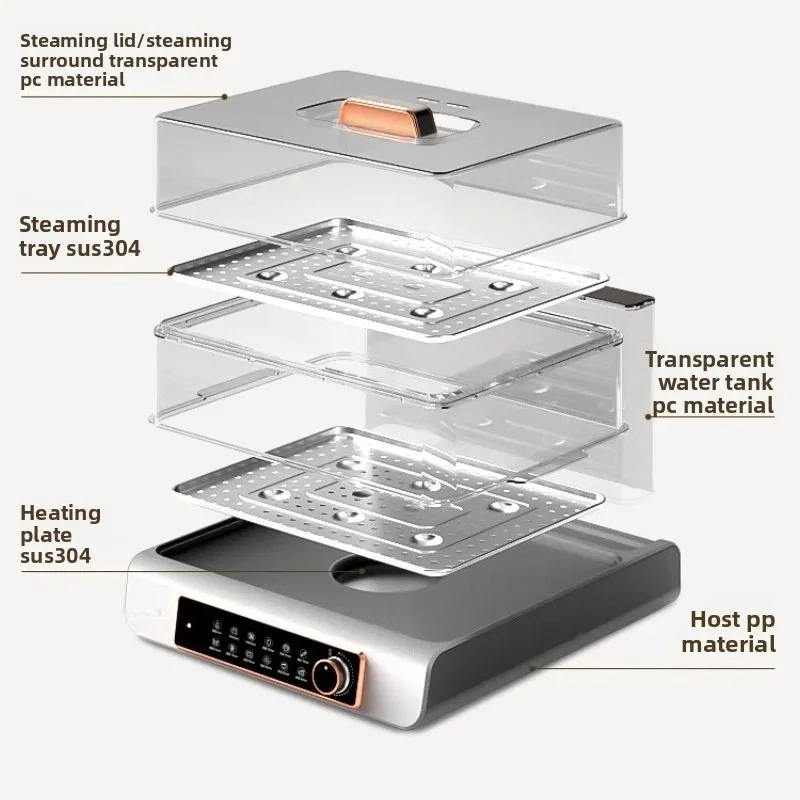 Multifunctional Foldable Multi‑Layer Electric Steamer, Large Capacity Quick Steam Cooker Food‑Grade Healthy Material