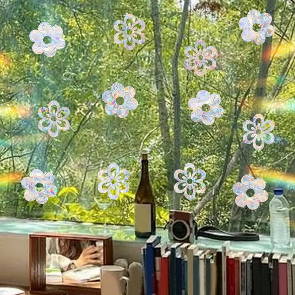 Sun Catcher Holographic Iridescent Window Clings Rainbow Maker Floral Static Cling Decals for Glass Doors PVC 20x30x3cm