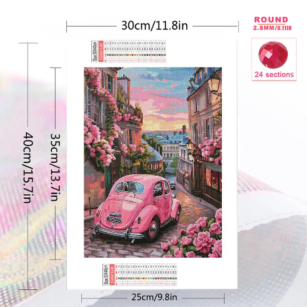 Momoart Car Diamond Painting Landscape DIY Full Square Round Diamond Mosaic Street New Arrival Embroidery Flower Handicraft