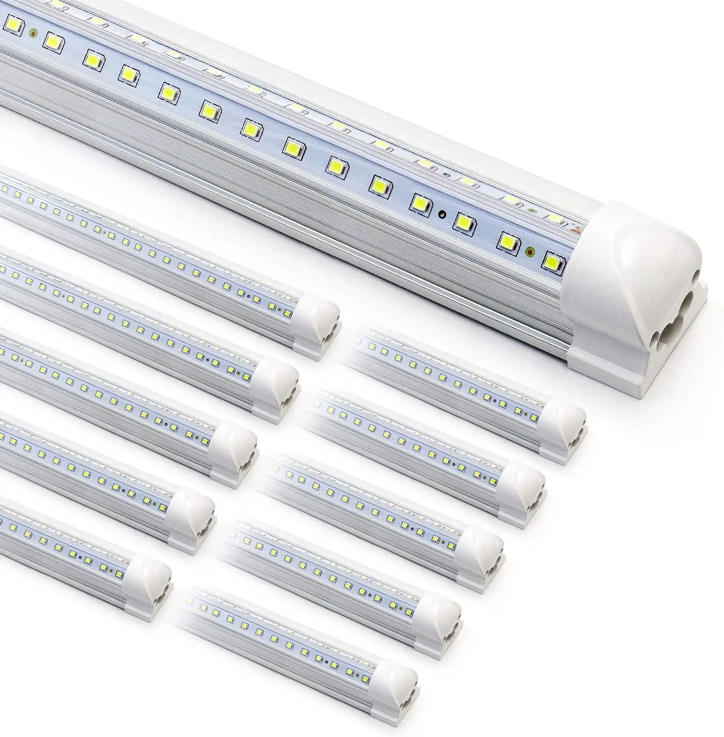 8ft LED Shop Light Fixture  90W T8 Integrated LED Tube Light 6500K 12000LM VShape Linkable  High Output Clear Cover Plu