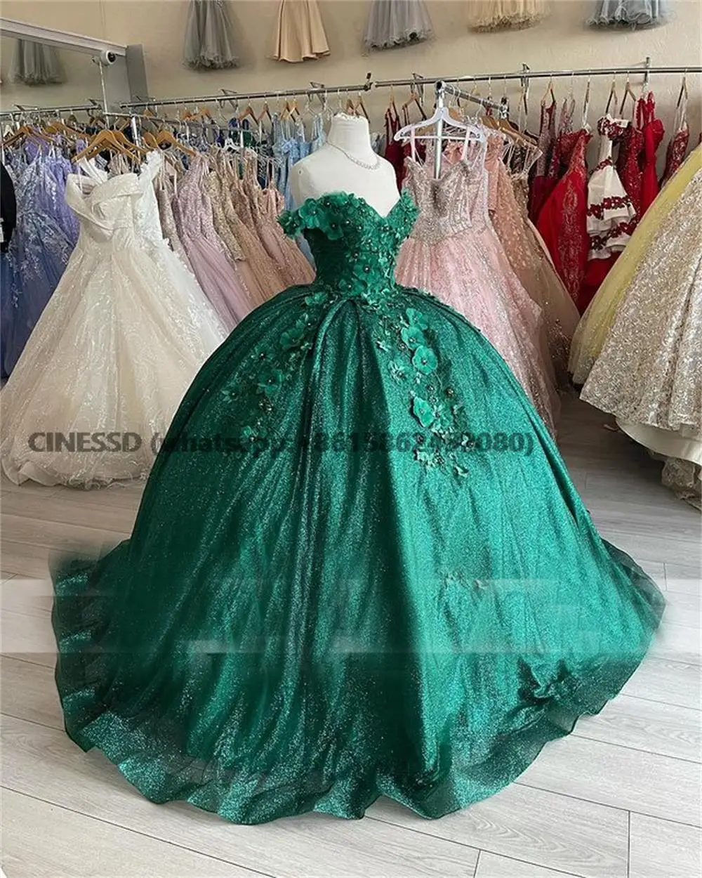 Роскошные изумрудно-зеленые платья для Quinceanera 2022 бальное платье с цветочной аппликацией с кристаллами милые платья на шнуровке для дня рождения на заказ