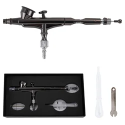 Dual Action Gravity Airbrush Gun, Kit de Agulhas para Maquiagem, Nail Art, Modelagem de Pintura, Decoração de Bolo, Sapatos, Tatuagens e Artesanatos, 0,3mm