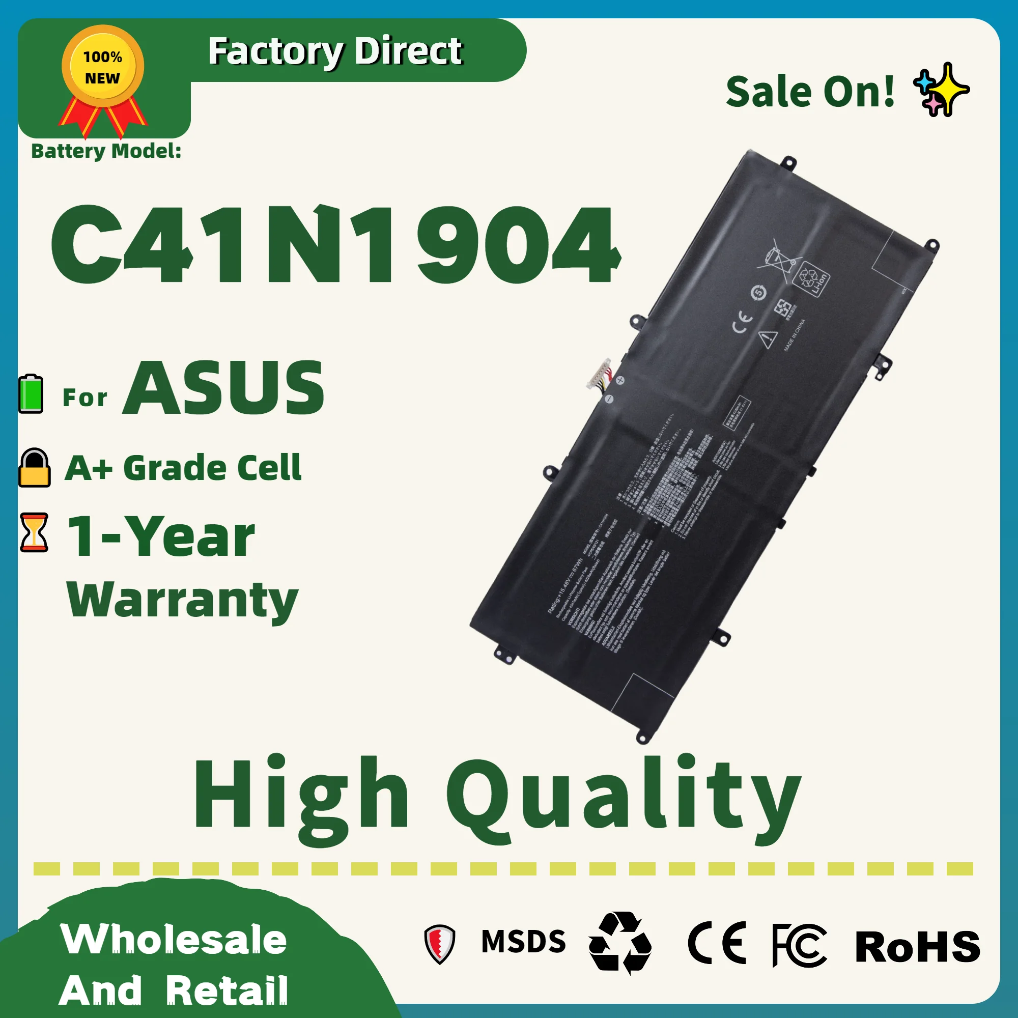 

Прямая продажа с фабрики! C41N1904 C41N1904-1 Аккумулятор для ноутбука ASUS ZenBook 14 UX425UA UM425IA UX425EA UX425JA BX325JA UX325EA UX325JA