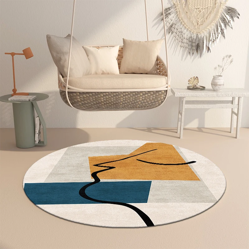 

Nordic Style Bedroom Decor Round Carpet Abstract Carpets for Living Room Washable bedside Soft Floor Mat Cloakroom Anti-slip Rug