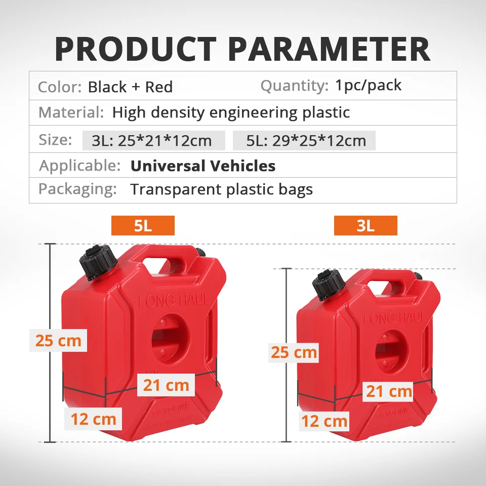 For Golf 3/5L Fuel Tanks Plastic Petrol Cans Scooter Jerry Can Mount Motorcycle Gas Can Gasoline Oil Container fuel Canister