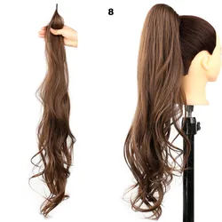 Queue de cheval synthétique longue ondulée pour femme, postiche ronde flexible, extension de cheveux blonds, faux, 32 po, utilisation 03