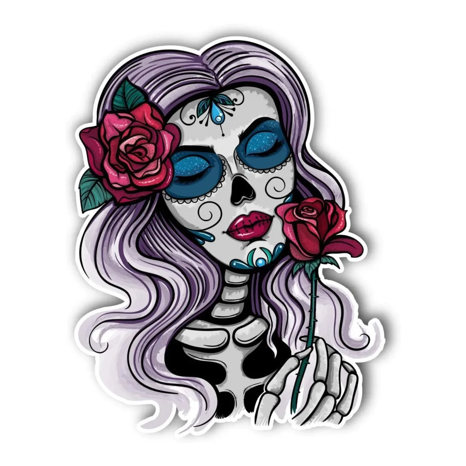 New Design Creative Skull Girl Car Sticker Death Day Scratch Car Motorcycle Bike Suitcase Personality Sticker Notebook Vinyl13cm