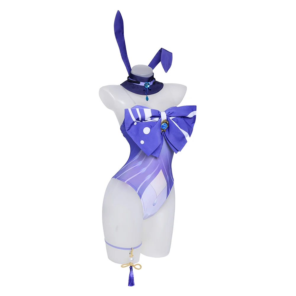 COS-KiKi Genshin Impact Sangonomiya Kokomi Bunny Girl Game Suit Cosplay Costume Sexy Lovely Jumpsuits Easter Party Outfit Women