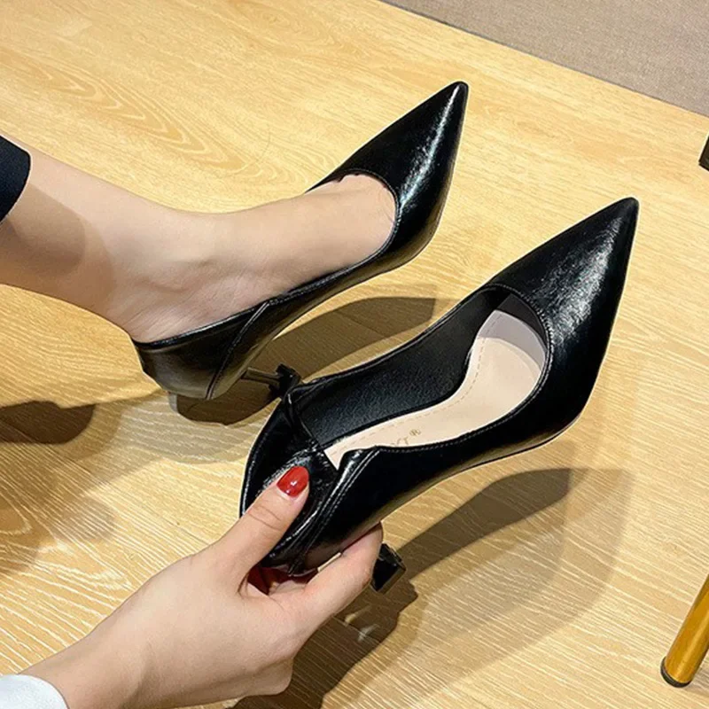 Zapatos de tacón alto 34-41, zapatos de mujer de doble uso, zapatos de tacón fino con punta, zapatos de salón negros y color nude