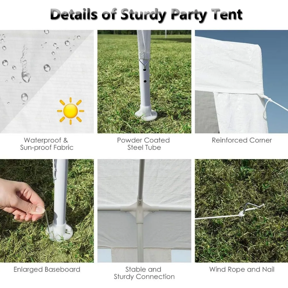 Portable Outdoor Party Tent with Removable Walls and Clear Panels for Weddings and Events