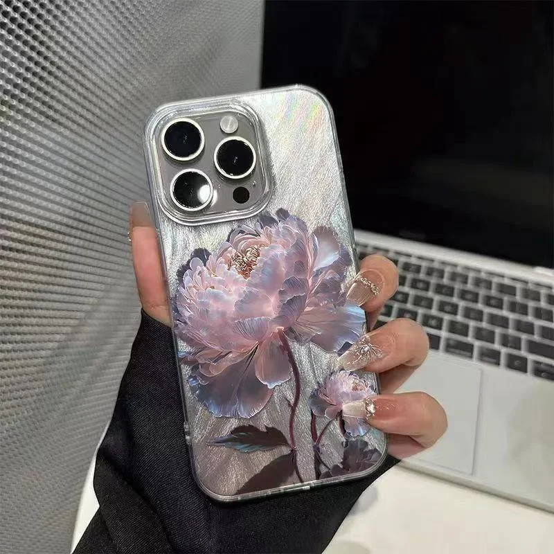 Rosa peônia lótus padrão caso de telefone para samsung galaxy a15 a35 a55 a14 a34 a54 a16 a32 a52 s25 s24 ultra s23 s22 mais fe capa