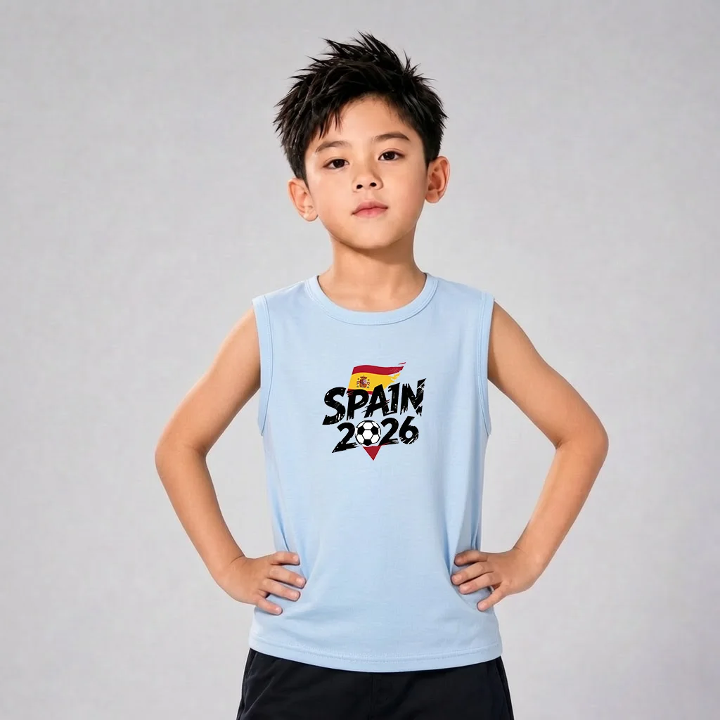 Children's National Football Team Tank Tops Summer Sleeveless T-Shirts for Boys Girls Soccer Cup Party Vests 3-14T