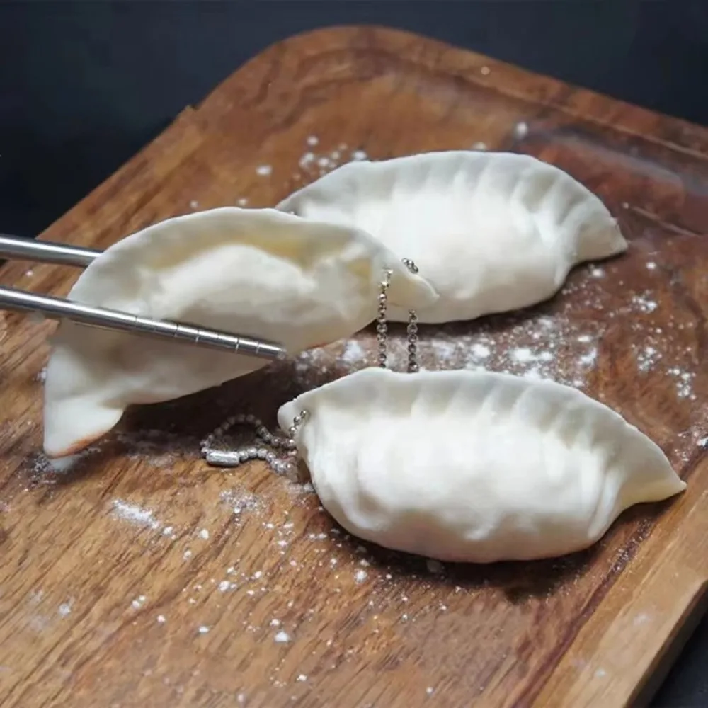 New Charms High Quality Simulation Food Dumplings Keychain Stress Relief TPR Bag Pendant 3D Squishy Toy Durable Cute Gift