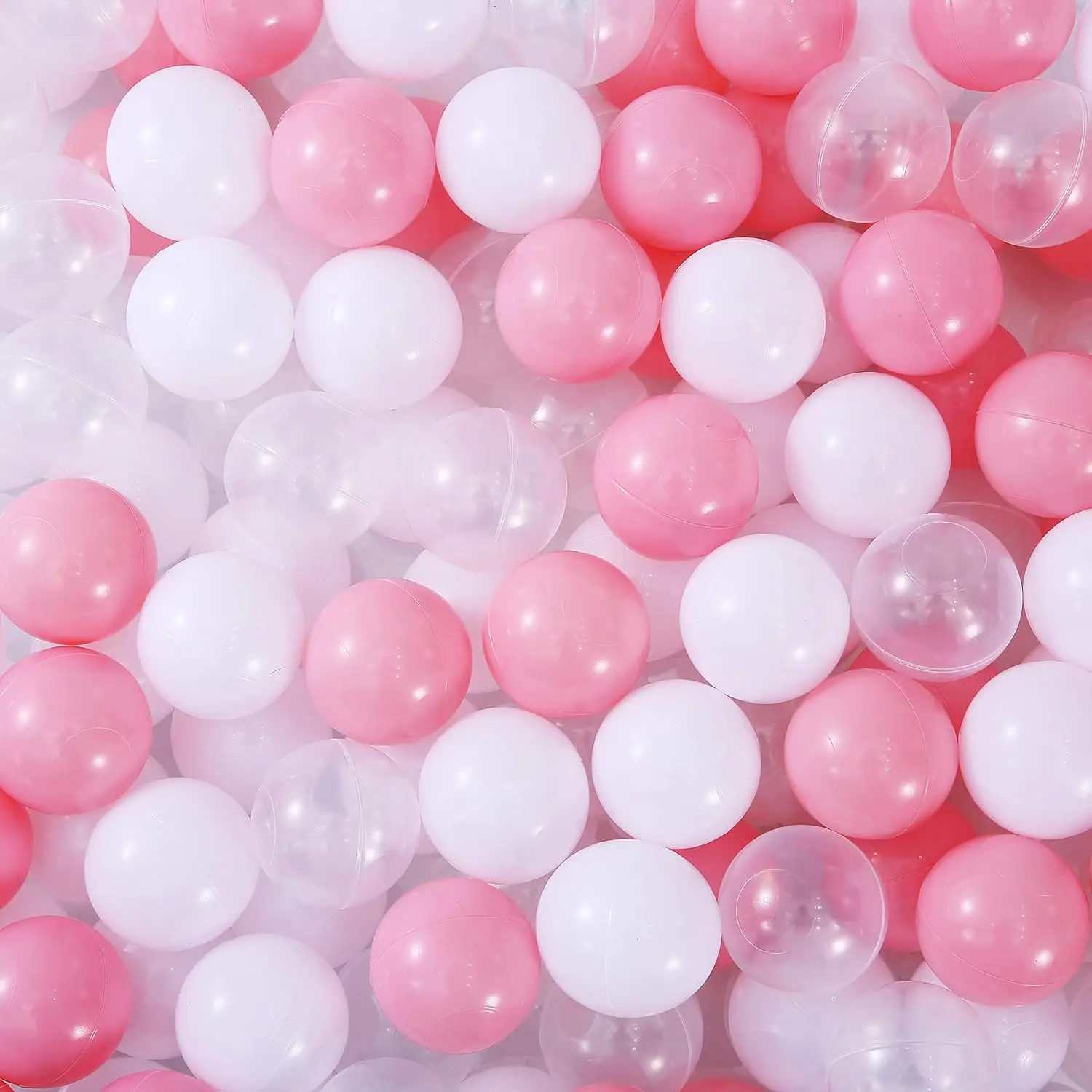 Ball Pit Balls for Kids, Pool Toys Thicken Soft Plastic Balls for Ball Pit BPA Free Toddler Toy White Clear and Pink 100pcs