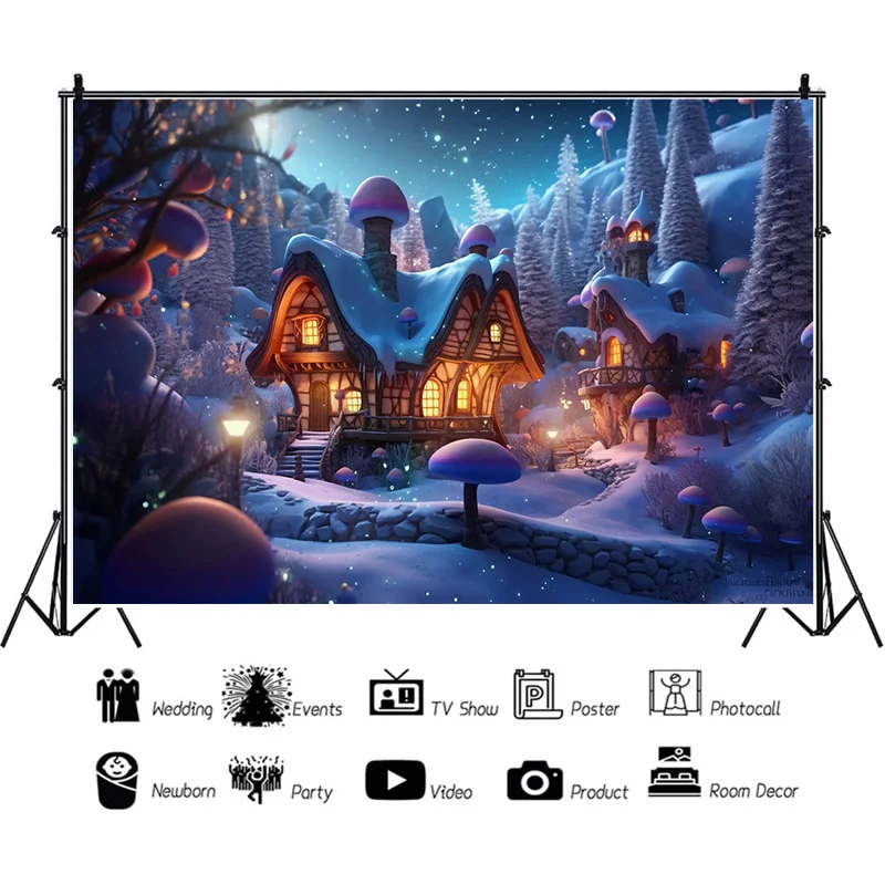 Vinyl Christmas Day Indoor Photography Backdrops Living Room Restaurant Exterior Wall Photo Studio Background Props QS-62