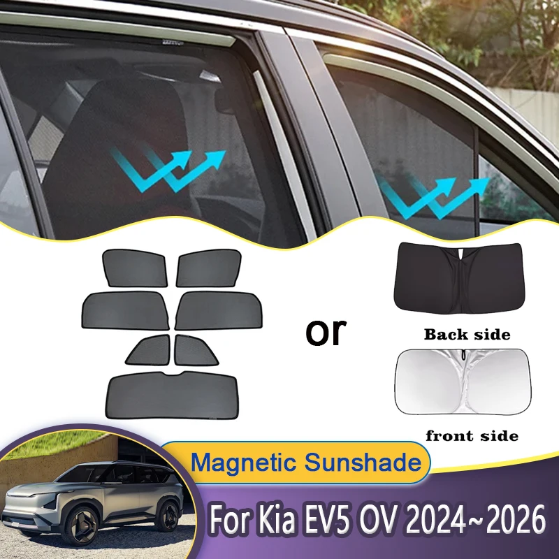 

Автомобильный сетчатый солнцезащитный козырек для Kia EV5 OV 2024 2025 2026, магнитный козырек на окно, солнцезащитный козырек, шторы для конфиденциальности, чехлы на лобовое стекло, аксессуары
