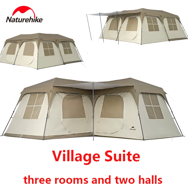 

Naturehike Village Suite One Touch Tent Automatic Cabin Tent Outdoor Camping Quick Opening Group House Family Trip Travel 28㎡