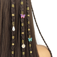 34pcs Butterfly Pearl Hair Cuffs for Braids Adjustable Dreadlock Rings Natural Hair Jewelry Women Girls Hairpin Boho Headwear