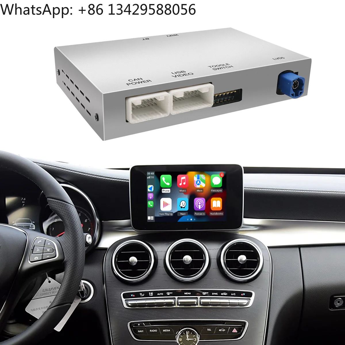 Autoabc Multimedia Apple Carplay Video Interface Android Auto for Mercedes W204 X204 W177 W166 Ntg 4.5 4.7 Wireless Airplay