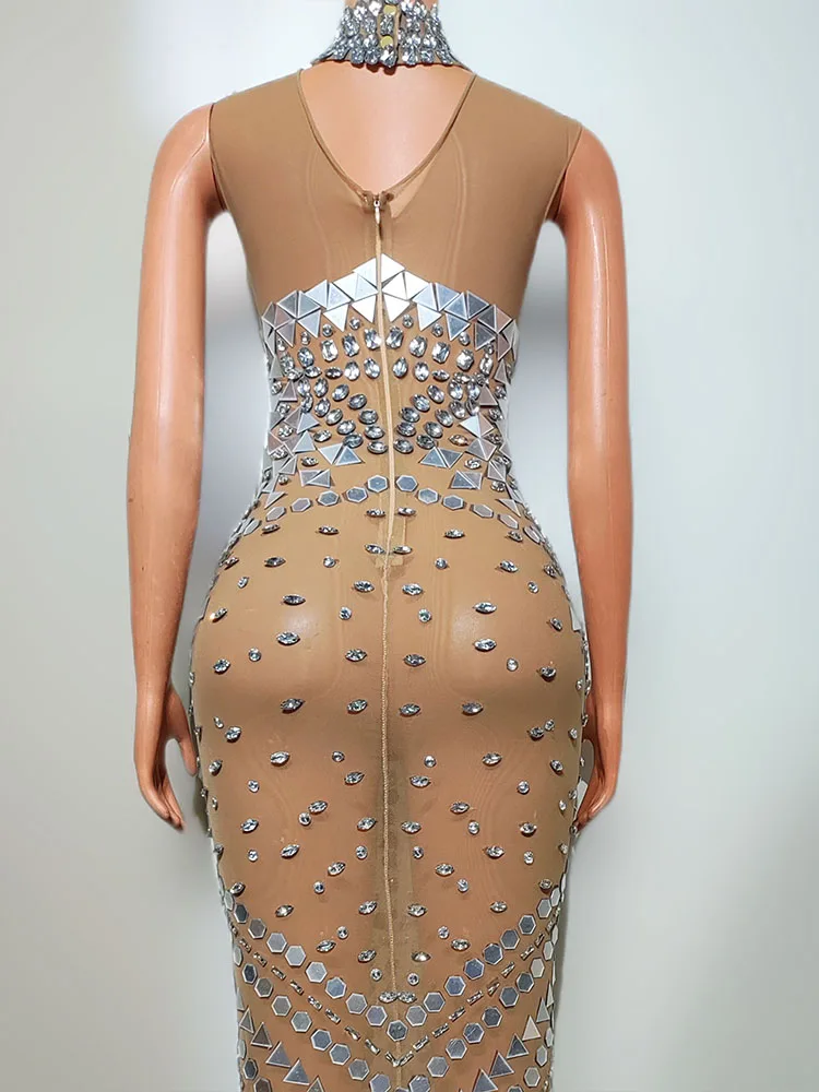 Strass feminino lantejoula elástico no quadril abraço vestido, malha sexy, moda roupa personalizada, alta qualidade, novo, 2024