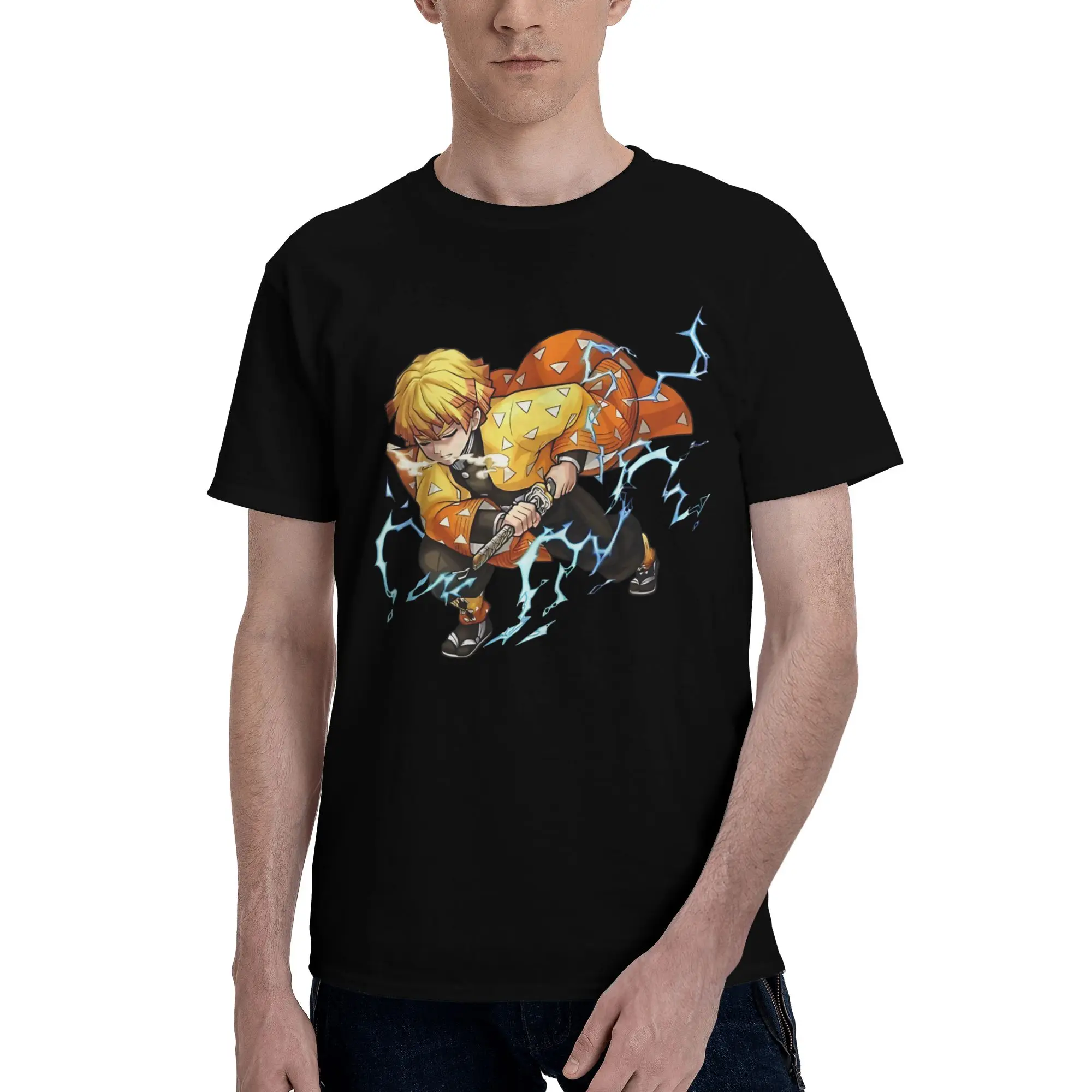 Zenit su Lightning Pose  Novelty 100% Cotton T-Shirt Bandai Demon Slayer Tops Tees For Men