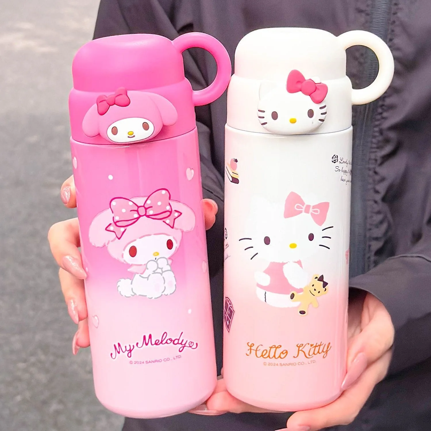 460Ml Sanrio My Melody Water Cup Kawaii Cinnamoroll Thermos Cups Cartoon Hello Kitty Juice Cup Insulated Water Bottle Kid Gifts