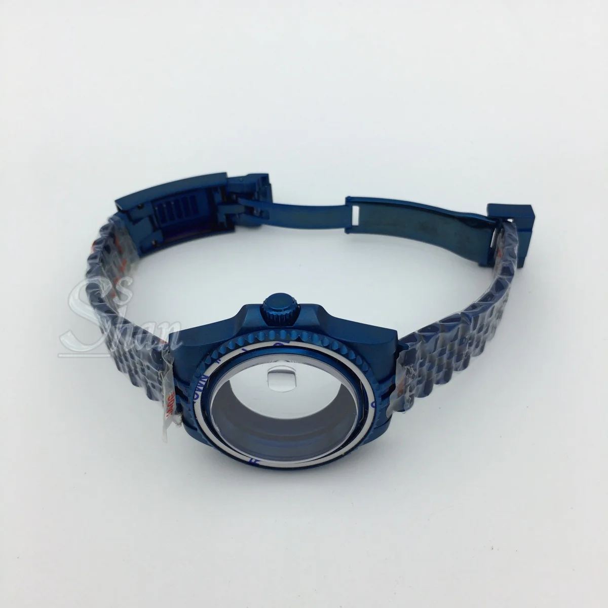 Caja y correa de cristal de zafiro resistente al agua azul de acero inoxidable de 40mm, adecuada para el movimiento NH35 NH36 NH34 Miyota ETA PT5000