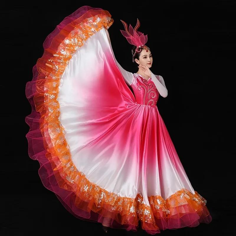 New Atmospheric Opening Dance Flamenco Dance Costume Large Swing Skirt Gradient Stage Dance Accompaniment Performance Dress
