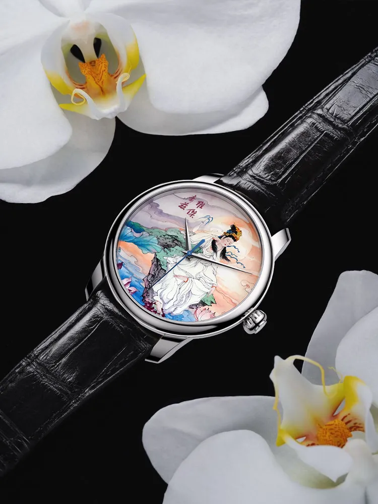 Magic City Watch Store Custom Guanyin Bodhisattva Micro-painted Enamel Watch Men's Mechanical Watch Buddha Watch