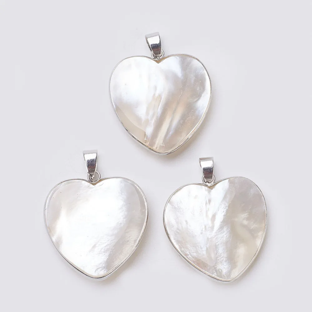 5pcs Heart Shell Pendants Summer Beach Style Big Pendant for jewelry making DIY necklace Crafts Decor,33~33.5x31x6~9mm