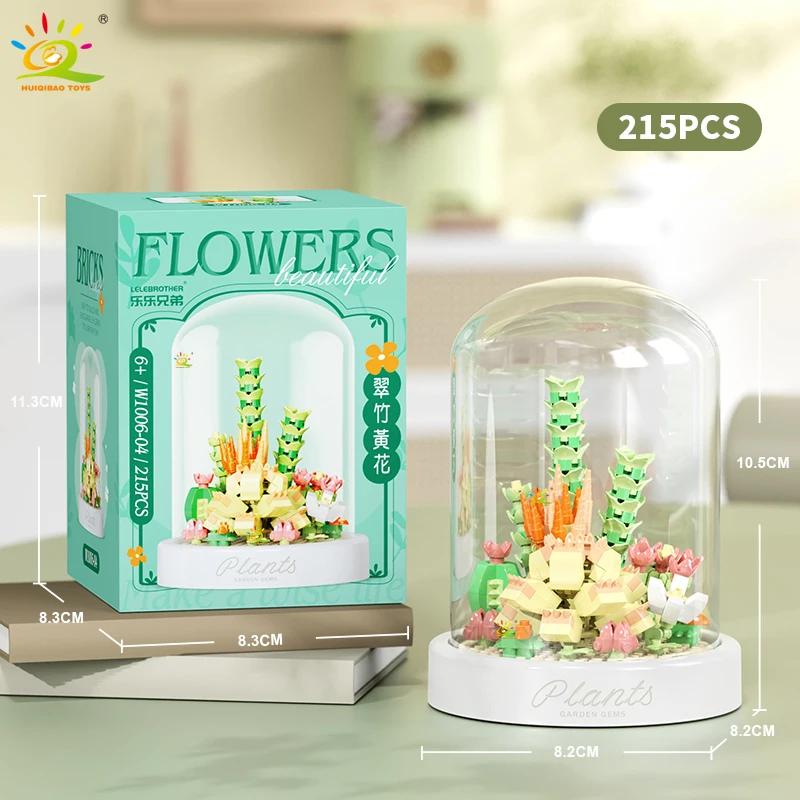 HUIQIBAO MOC Bloemendisplay Box Micro Bouwsteen MOC Mini Bloem Mini Diamant Model Baksteen Speelgoed voor Kinderen Bureau Decoratie