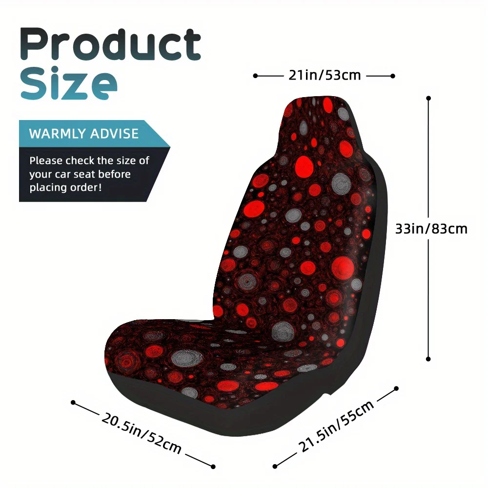 Set Of 2, Distinctive Red And Black Circular Design Car Seat Protectors, Cozy And Suitable For All Seasons, Ideal For Cars, Suvs