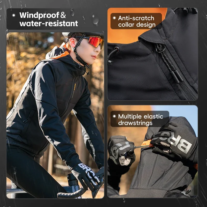 ROCKBROS Winter Warm Cycling Vest Men Women Thermal Fleece Windproof Cycling Jacket Outdoor Sports Running Vest Cycling Clothing