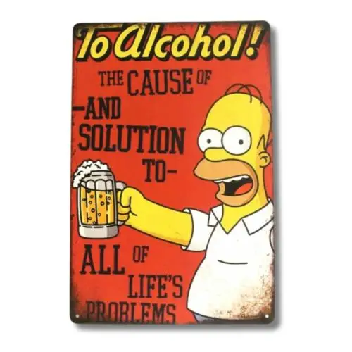 Homer-letrero de estaño Duff Beer Bar, decoración Vintage de cueva de hombre