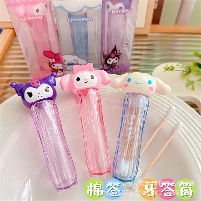 

Cute Kuromi My Melody Storage Transparent Toothed Holder Sanrio Kawaii Anime Cinnamoroll Cotton Hand Holder Portable Kid Gift