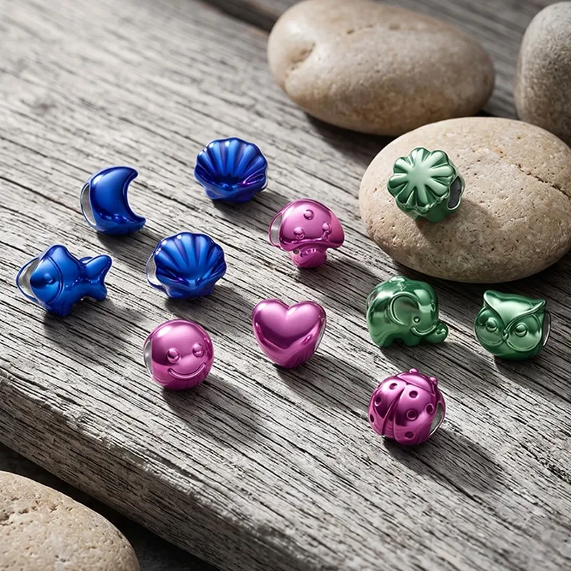 New Cute Animal Heart Shell Metal Charms Colorful Enamel Beads for DIY Bracelets Necklaces Jewelry Making Accessories Women Gift