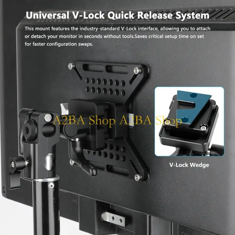 A2BA Professional V Type Male Mount With Integrated 16Mm Light Stand Base Quick Release V Lock For Video Recording Gear