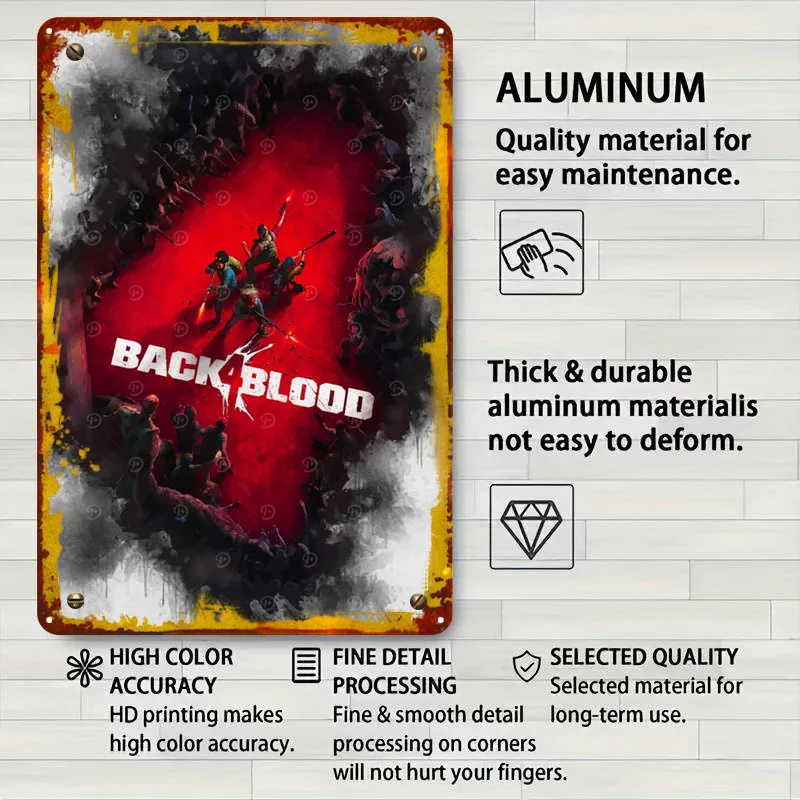 عودة 4 علامة الدم لعبة فيديو ملصق ديكور المنزل غرفة المعيشة مخصص معدن القصدير علامات لجدار الفن الديكور خمر ديكور بار