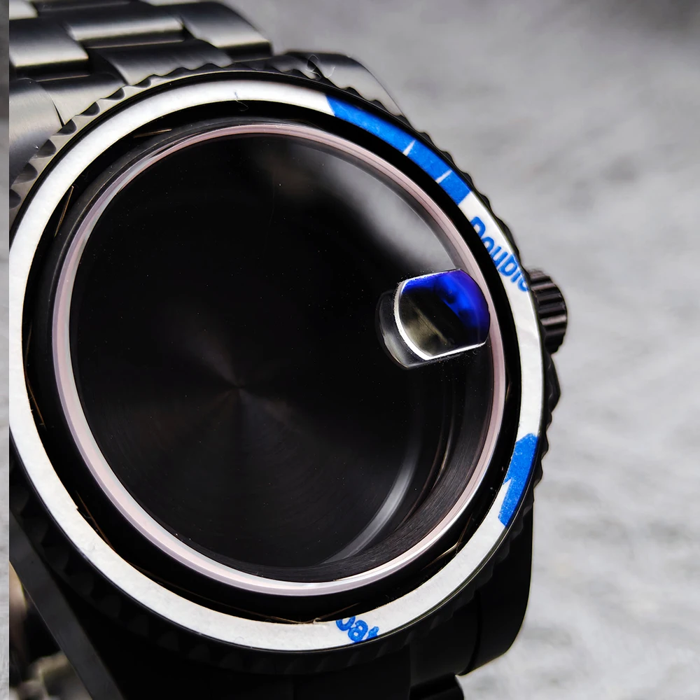 حافظة فرعية للرجال باللون الأسود الغواصة مقاس 40 مم مع مجموعة، متوافقة مع حركة NH34 35 36 38 MIYOTA8215 بقرص 28.5 مم