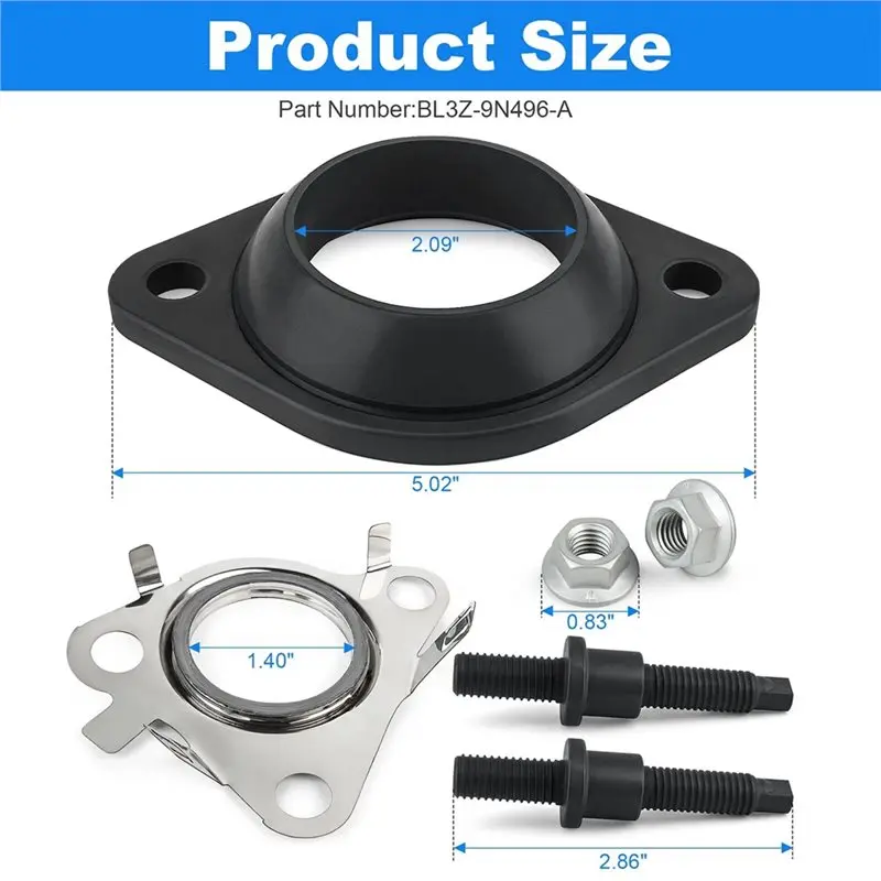 For Ford Ecoboost 3.5L 2011-2021 Exhaust Downpipe Adapter Flange Gasket Stud Kit Part Numbers BL3Z-9N496-A BL3Z9N496A