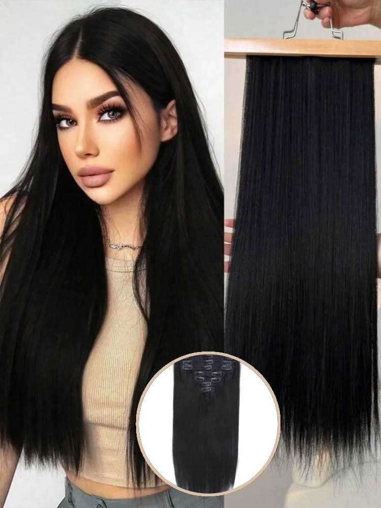 

Straight Human Hair Clip Ins Hair Extensions For Full Head 8 Pcs 16Clips Human Hair Extensions For Natural Looking 24 26 28 Inch