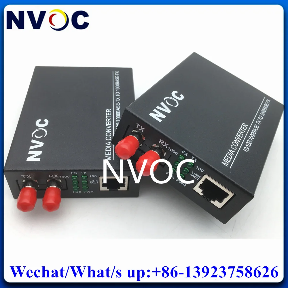 

2Pcs Gigabit Ethernet Switch Optic Media Converter 10/100/1000M Singlemode Dual Fiber 20KM 1310nm 1Rj45 1 ST Duplex Convertor