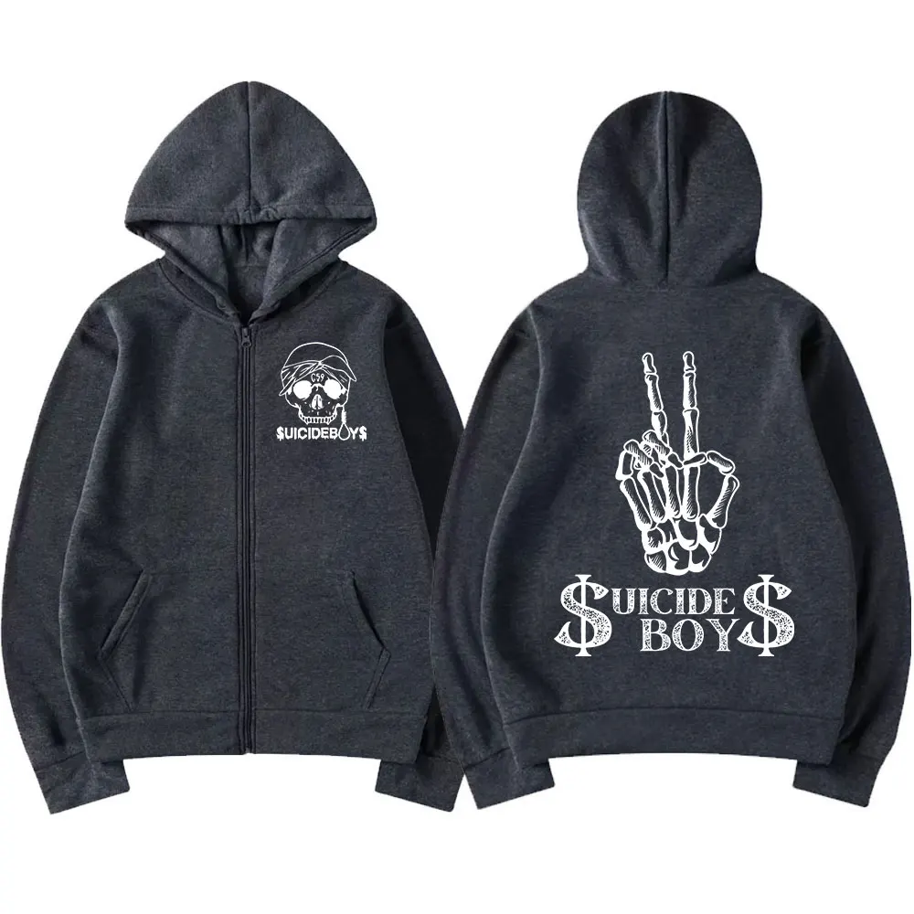 Suicideboys G59 Skelett Reiß verschluss Hoodies American Hip Hop Gothic übergroße Reiß verschluss Sweatshirt Männer Frauen Langarm lose Pullover